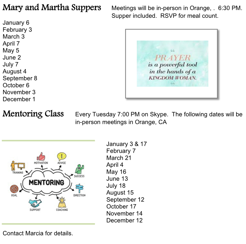 2023 Ministry Dates